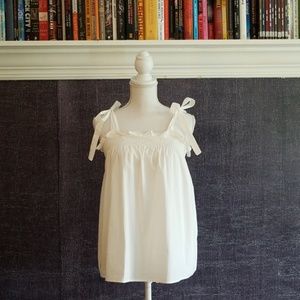 Ann Taylor White Cotton Trapeze Top